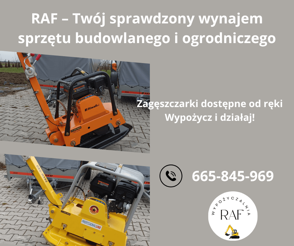 Wypożyczalnia Raf prezentuje zagęszczarki na wynajem